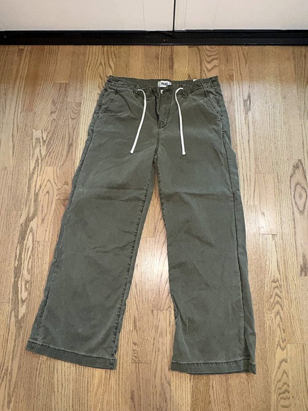 PAIGE Olive Lyocell Wide Leg Drawstring Pants Size 31